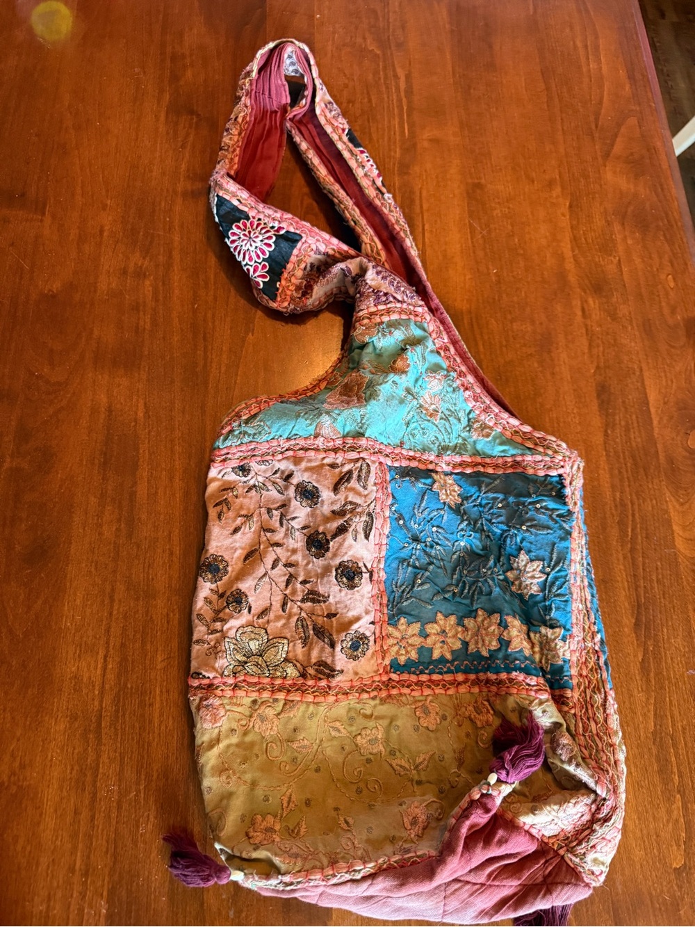 Handcrafted Multicolor Patchwork Sling Bag - Boho Style